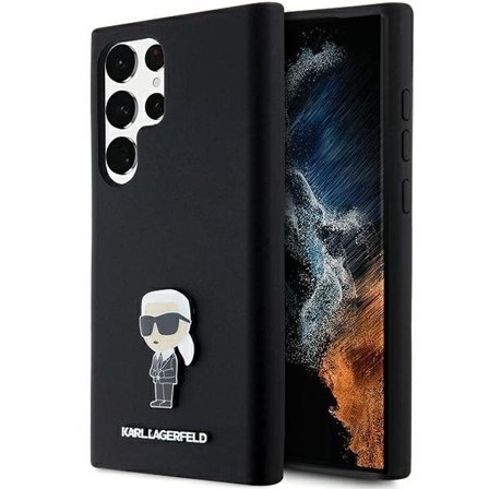 Karl Lagerfeld silikone Ikonik Metal Pin-etui til Samsung Galaxy S23 Ultra - sort