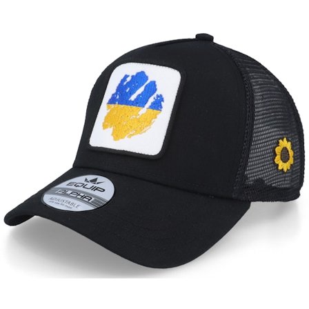 Iconic - Black trucker Czapka Z Daszkiem - Ukrainian Flag Patch Sunflower Black Trucker @ Hatstore