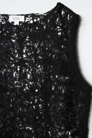 COS Women's Canotta Con Ricamo Trasparente In Mohair in Nero