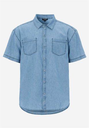 Cellbes of Sweden - Kortärmad, mjuk jeansskjorta - mellanblå denim - för herrar - 7XL