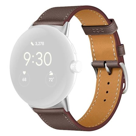 Google Pixel Watch 3 45mm Watch Strap in Leather - Dark Brown