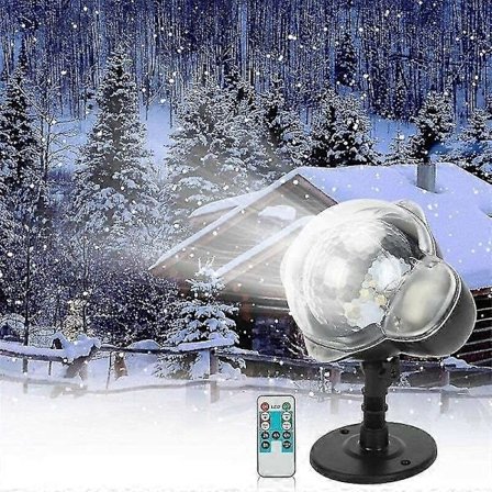 Snöfall LED-projektorivalaisin, valot pyörivällä kaukosäätimellä, vedenpitävä maisema lumihiutale koristeellinen valaistus juhliin