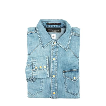 Replay Denim Shirts , Blauw , Heren , Maat: M