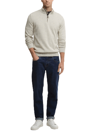 Barbour Half Zip Knitted Jumper Tröjor Herr Beige L