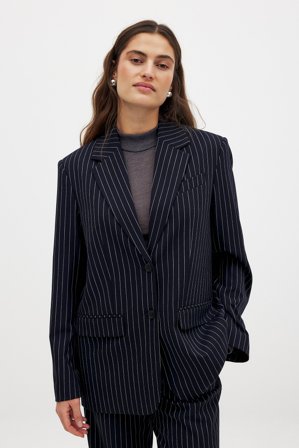NA-KD Oversized Blazer - Oversized Blazer - Navy,Stripe - EU 34