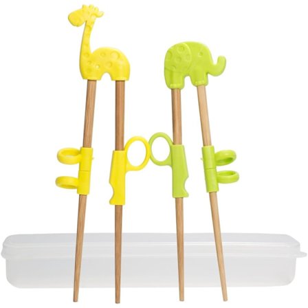 Barne-spisepinner Giraff & Elefant Barne-treningsspisepinner Lærehjelper Øvelsesspisepinner Småbarnsspisepinner for Barn Nybegynnere - 2 Par