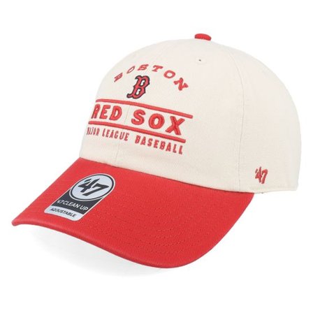 47 Brand - MLB Beige unconstructed Keps - Boston Red Sox Windham Clean Up Natural/Red Dad Cap @ Hatstore