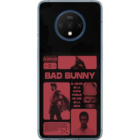 Kompatibel Mobilcover til OnePlus 7T Bad Bunny NFL-inspireret skjoldlogo med amerikansk fodbold og stjerner