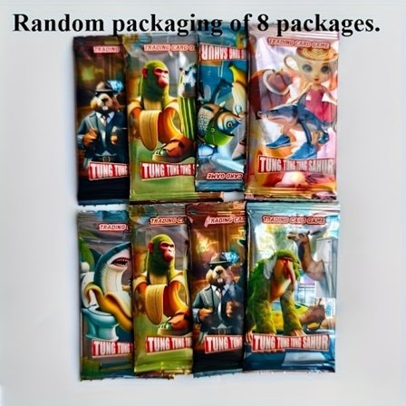 16/64 kort - Tralala TungTungTung Sahur strategikortspill, laserprintede kampkort i anime-stil med tilfeldig emballasje, meningsfull gave