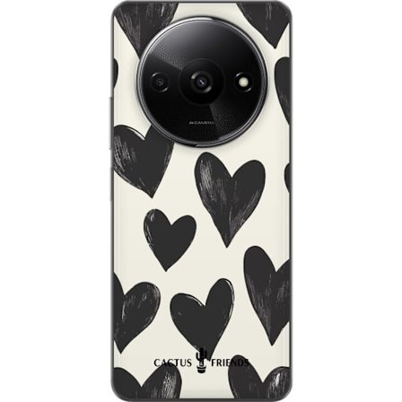 Kompatibel Mobilcover til Xiaomi Xiaomi Redmi A3 Cactus and Friends - Bold Black Love Pattern