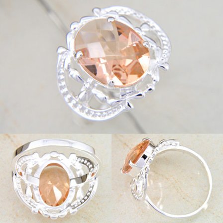 Silver RING Morganit ÄDELSTEN