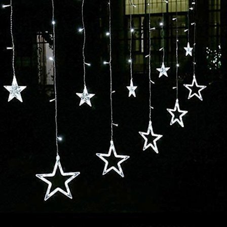 12 tähden LED-valoketju, jouluvalot, tähtiverho, 138 LEDiä, 8 tilaa, sisä- ja ulkokäyttöön, jouluun, juhliin, koristeluun, häihin, puutarhaan