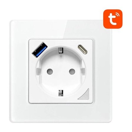 Smart WiFi-vägguttag Avatto N-WOT10-USB-W TUYA USB USB-C (vit)