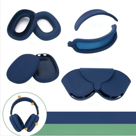 AirPods Max 5-i-1 Silikonskyddsset: Huvudband, Båge, Öronkuddar, Skal och Förvaringsväska - Kompatibelt med Apple AirPod