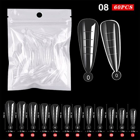 60 Stk ABS Forlængelse Nail Forms For UV Gel Polish False Nail Art