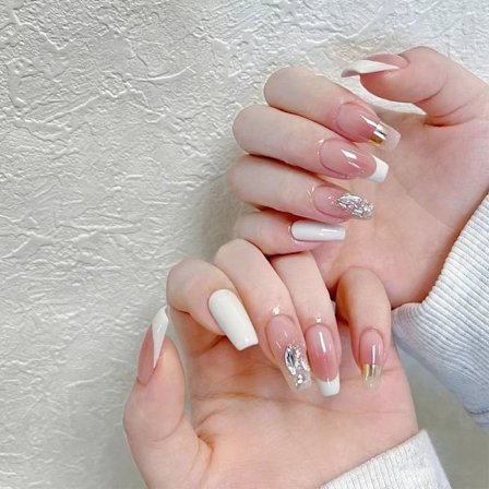 Fake Nails Medellångt fyrkantigt huvud