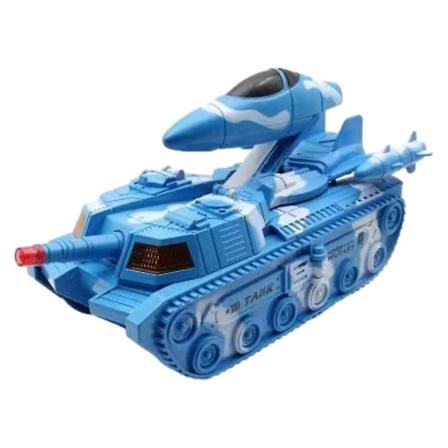 Automatisk transformeringsstridsvagn flygplan barn elektriska leksaker stridsvagn bil med musik ljud och ljus universellt hjul baby leksaker blue