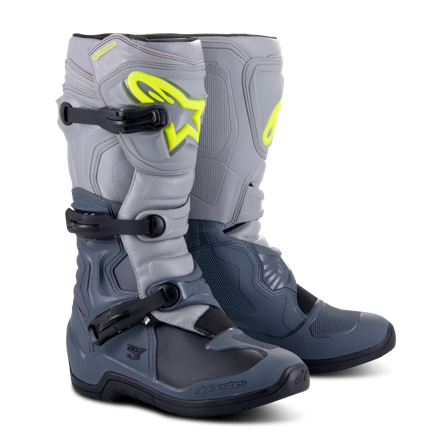 Stivali Cross Alpinestars Tech 3 Grigio Scuro/Grigio/Grigio Chiaro/Nero 48