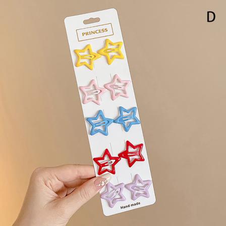 3/10 stk Bobby Pin Girl Colorful Stars Barrettes Metal Snap Clip D