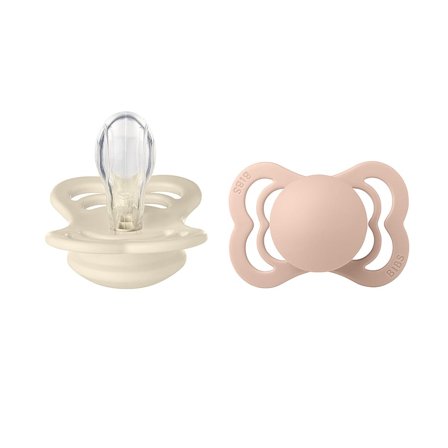 BIBS Pacifier Supreme 2 Pack Silicone Ivory/Blush Size 1, Børn & Forældre, Sutter, Silikonesutter