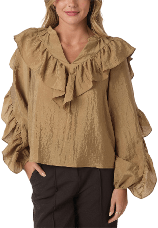 Neo Noir Nula Flounce Crisp Blouse Blusar Dam Beige 38