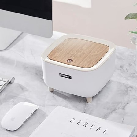 Mini søppelbøtte for kjøkkenbenk, mini skrivebordsavfallsbeholder med lokk, tinn