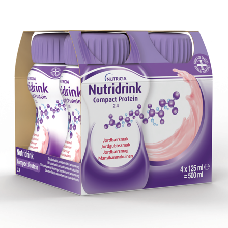 Nutridrink Compact Protein Næringsdrikk, Jordbær, 4x125 ml