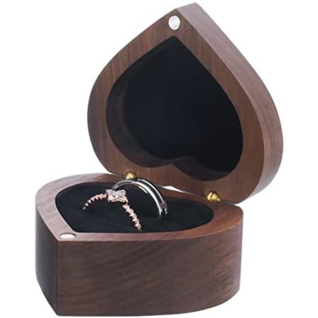 Bryllupsringeske Forlovelsesringeske Hjerte Forlovelsesringholder Eske, Tre Ringetui Ringgaveeske