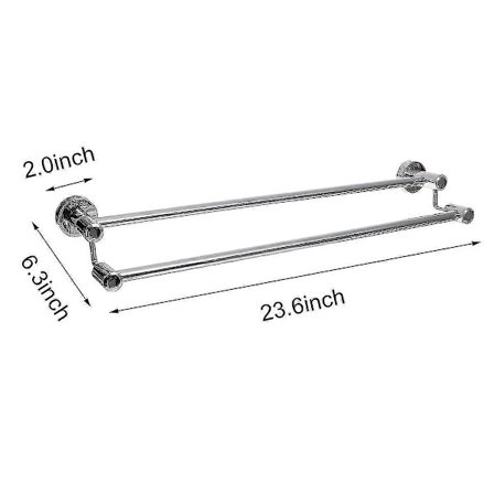 60 cm Dobbel Krom Håndkleholder Veggmontert Baderomshylle