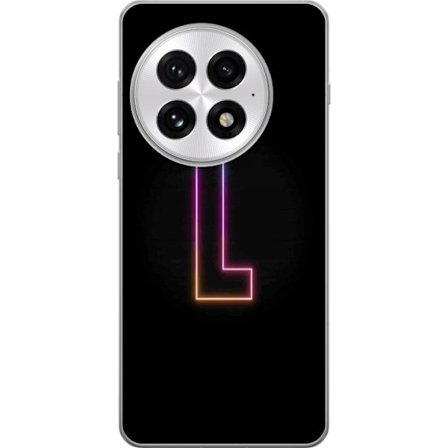 Kompatibel Mobilcover til OnePlus OnePlus 13 Minimalistisk neonbogstav L i blødt farveskiftende lys mod sort baggrund med ren grafisk æstetik