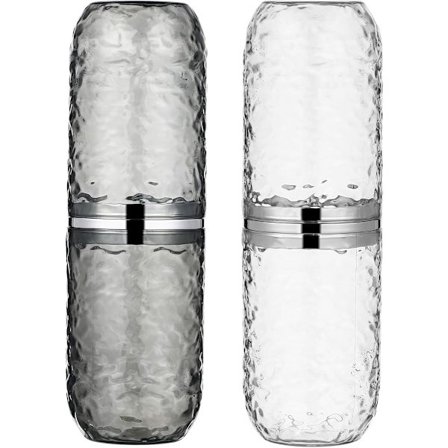 (Klar & Grå) 2 stk. Rejse Tandbørsteetui med Låg, Bærbar Tandbørsteholder Kop Opbevaringsbeholder Støvtæt Tandbørsteetui til Badeværelsesrejser Sch