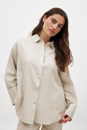 NA-KD Chemise en lin mélangé surdimensionnée - Tenues d'été - Beige - EU 36