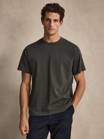 John Henric Men's Dunkelgrünes Casual Fit Midweight T-Shirt Size XL