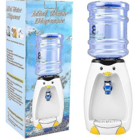 2,5l Mini Søt Pingvin Vannkjøler med Vannbøtte Drikk 8 VannGlass for Student Hybel Hjem Kontor Gave