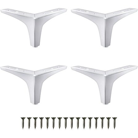 Metallmöbelben 4-pack, mattsvarta sofaben 6 tum, modern stil