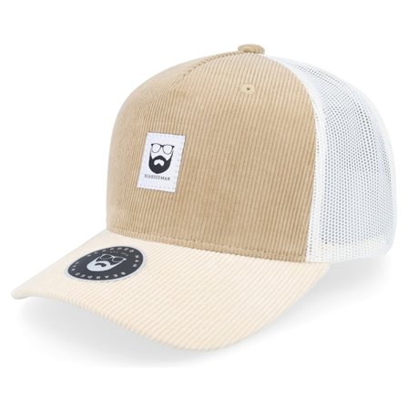 Bearded Man - Beige trucker Czapka Z Daszkiem - Bm Logo Wh Woven Cord Caramel/Ivory A-frame Trucker @ Hatstore