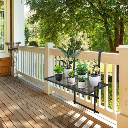 Altanbord til rækværk med justerbar højde – Sort