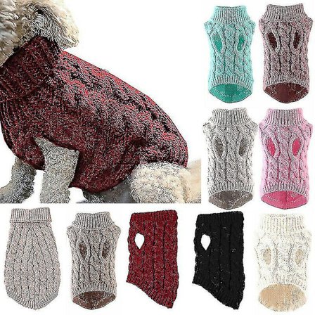 Hunder Hund Varm Genser Klær Valp Katt Solid Strikket Strikket Bekledning-26