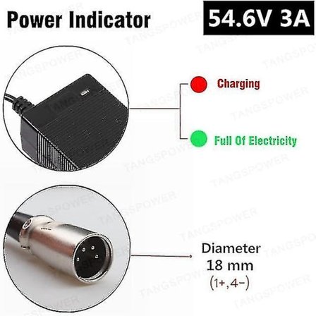 54,6v 3a litiumbatteriladdare Elcykelladdare Kompatibel 13s 48v Li-ion batteriladdare-b