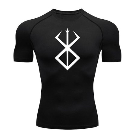 Anime Berserk Print Herre Kompresjonsskjorter Korte Ermer Trening Trening Fitness Undershirts Hurtigtørkende Sports T-skjorte T-skjorter Topper Svart 
