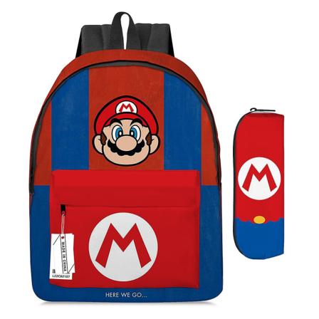 Super Mario Bros 3D Print Rygsæk Skoletasker Laptop Taske Blyantsæt Børnegaver A