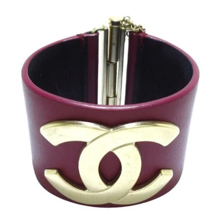 Chanel Vintage Pre-owned Leather chanel-jewelry , Paars , Dames , Maat: ONE Size Vintage Sieraden