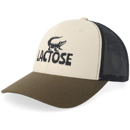 Iconic - Beige trucker Casquette - Lactose Crocodile Ivory/Forest/Black Trucker @ Hatstore