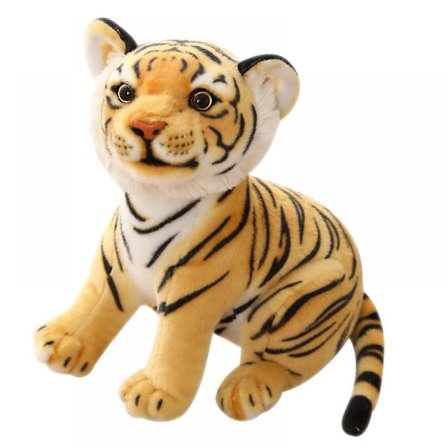 Plush Tiger Leksak Fylld Djur Plysch Katt - Tiger Berättelse Leksak Söt Livsliknande Tiger Fylld Djur Pojke Baby Kramar Tiger (10.6 tum, Gul Tiger)
