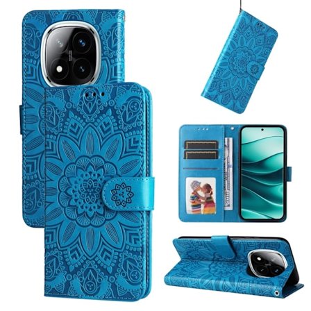 Redmi Note 14 Pro 5G / Note 14 Pro+ 5G - Prägad Solros Läderfodral