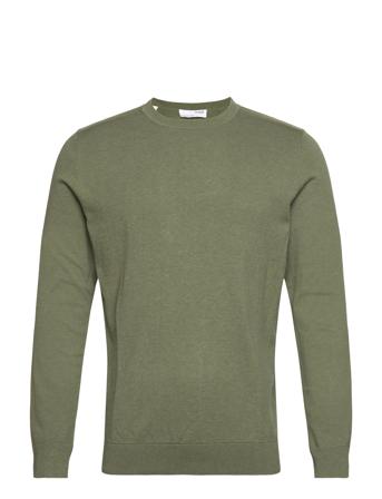 Slhberg Crew Neck B Strikkegenser M. Rund Krage Kakigrønn Selected Homme*Betinget Tilbud