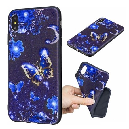 Butterfly läder iPhone Xs Max fodral - Blå