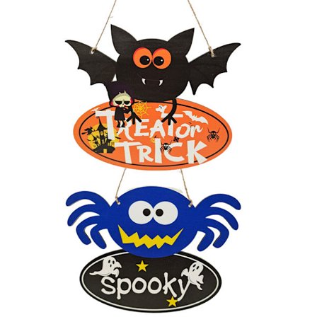 2st Halloween skylt Trä Dörrdekoration Halloween Bat +