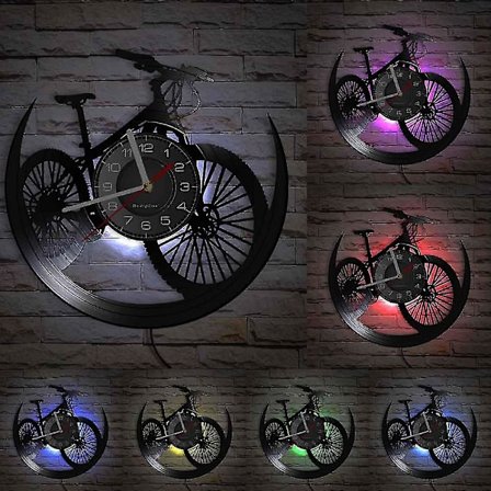 Pyörä Dekoratiivinen Seinäkello Mene Pyöräilemään Pyöräily Vähähiilinen & Ekologinen Tyyli Retro Lp Levy Seinäkello Vinyyli Taideteos Koriste