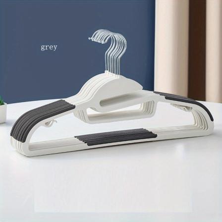 10 st Plast Halkfri hängare Torkställ Djärv och tjock Vuxen hushållskläd hängare Stöd Plast klädhängare sovsal grey 10pcs